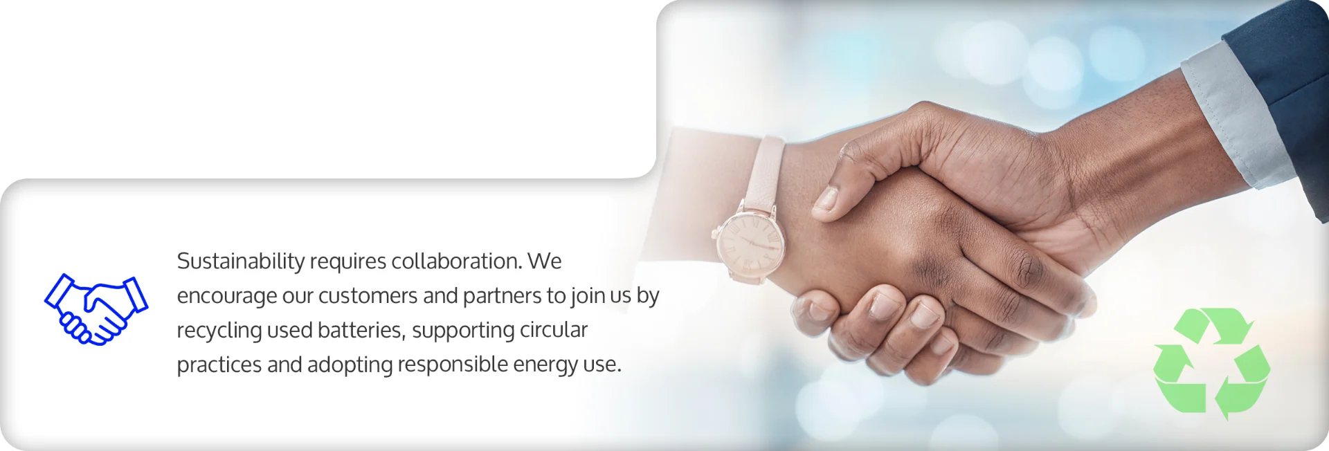 Partnership handshake with sustainability